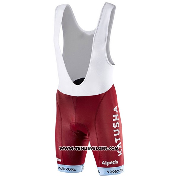 2017 Maillot Ciclismo Katusha Alpecin Rouge et Blanc Manches Courtes et Cuissard